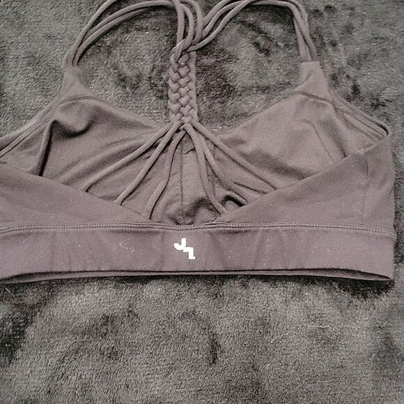 Joy Lab Black Braided Strap Wire Free Athletic Sports Bra Size S - Picture 2 of 3
